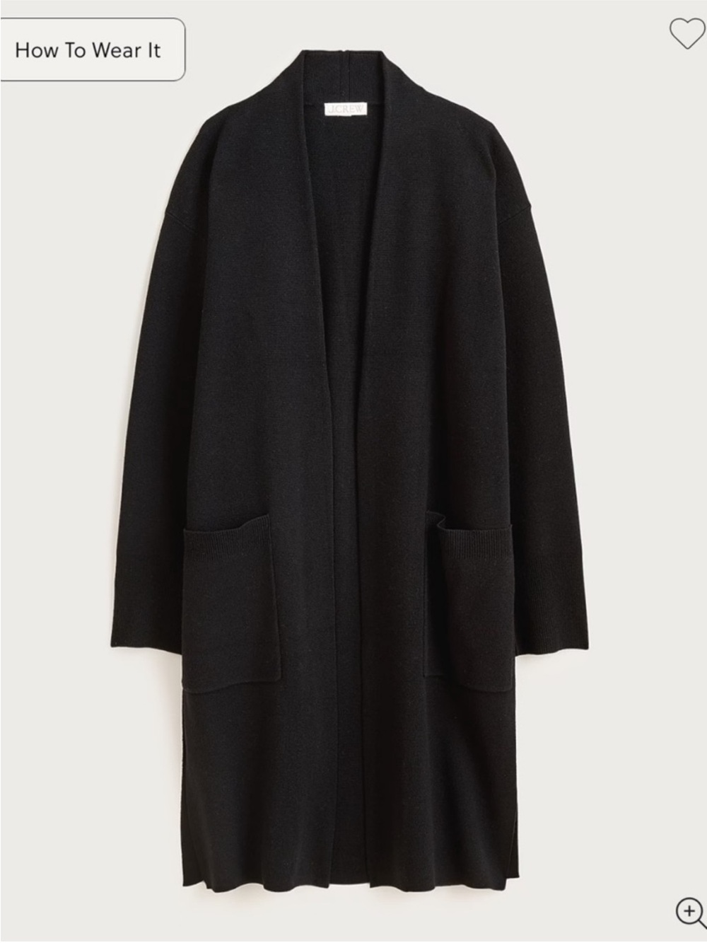J Crew Long sweater blazer with side slits Medium Merino Wool blend NWT